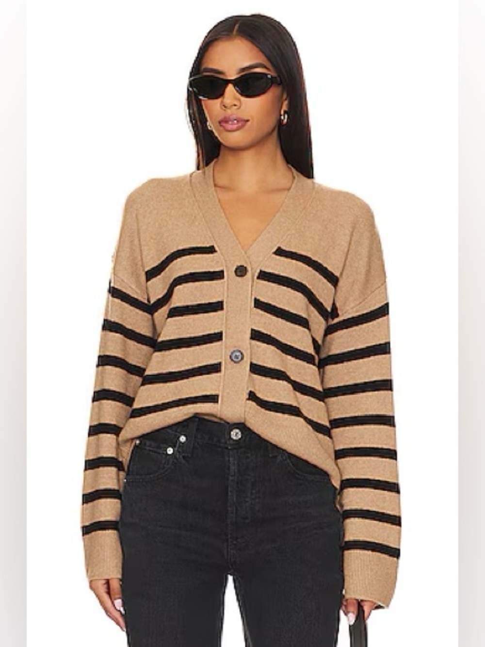 Revolve RAILS Geneva Striped Cashmere Wool Blend Cardigan Size M Chic Fall 90s